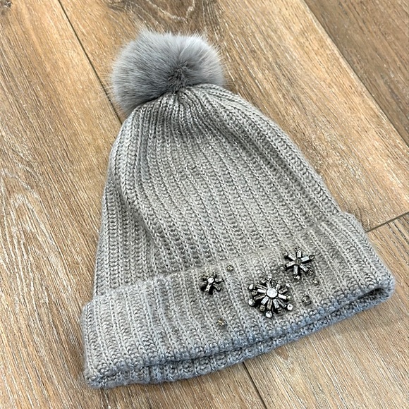 Like New Victoria’s Secret Winter Hat! Silver Sparkly with Pretty Embellishments - Picture 2 of 8